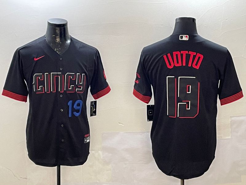 Men Cincinnati Reds #19 Uotto Black City Edition Game Nike 2025 MLB Jersey style 2->cincinnati reds->MLB Jersey